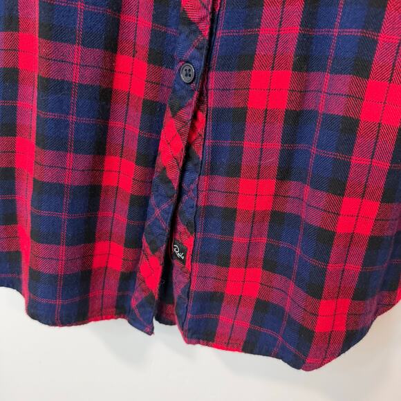 Rails Women's Hunter Plaid Shirt Button Front Red Navy Large Long - Picture 2 of 7